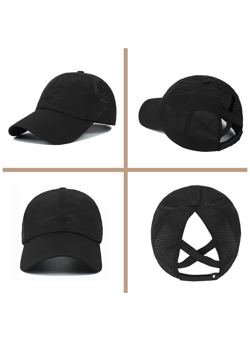 INSIJAM Women's Baseball Cap Womens Ponytail Hat Adjustable Criss Cross Mesh Baseball Cap Unisex Sun Hat Quick Drying Running Cap Trucker Hat Golf Caps Travel Summer Hat for Indoor Outdoor - Image 3