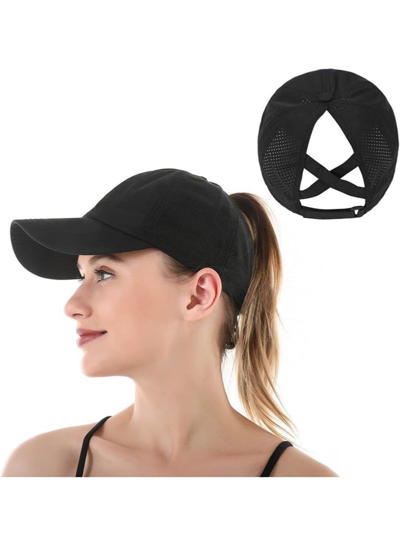 INSIJAM Women's Baseball Cap Womens Ponytail Hat Adjustable Criss Cross Mesh Baseball Cap Unisex Sun Hat Quick Drying Running Cap Trucker Hat Golf Caps Travel Summer Hat for Indoor Outdoor - Image 1