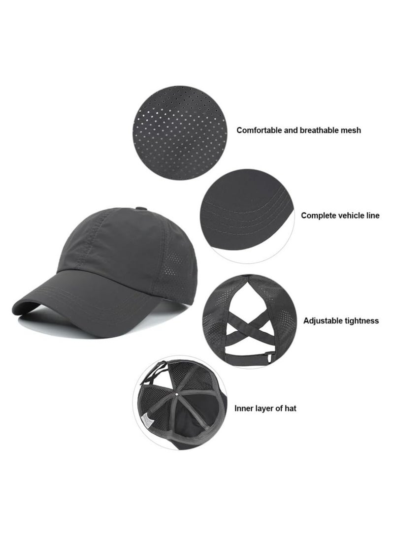 INSIJAM Women's Baseball Cap Womens Ponytail Hat Adjustable Criss Cross Mesh Baseball Cap Unisex Sun Hat Quick Drying Running Cap Trucker Hat Golf Caps Travel Summer Hat for Indoor Outdoor - Image 4