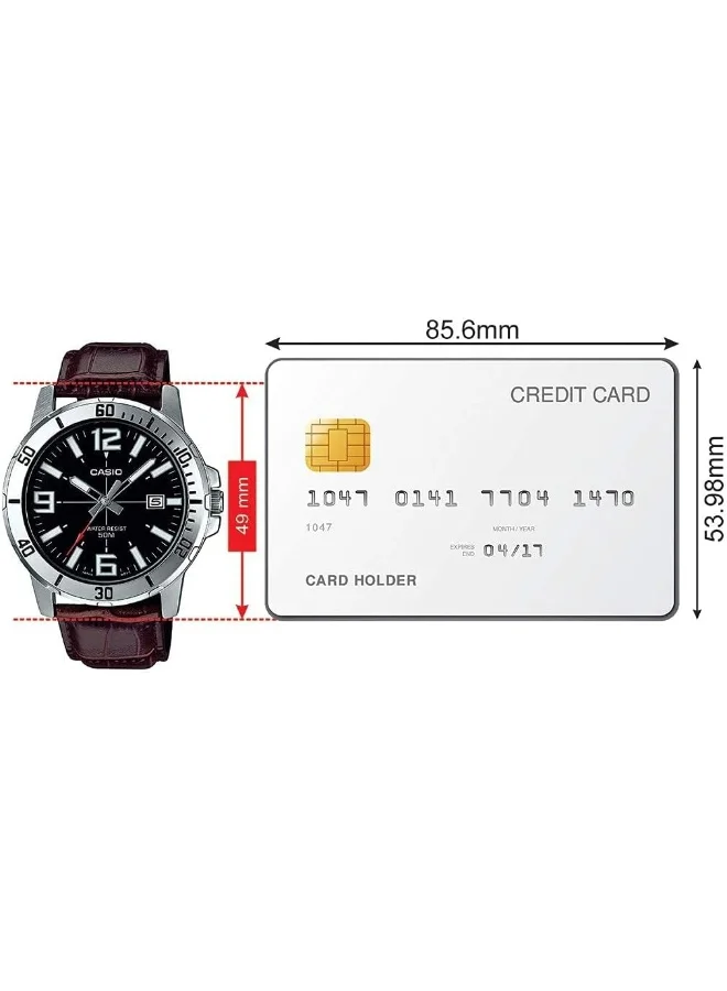 CASIO Casio Men's Watch - MTP-VD01L-1BVUDF Black Dial, Brown Band