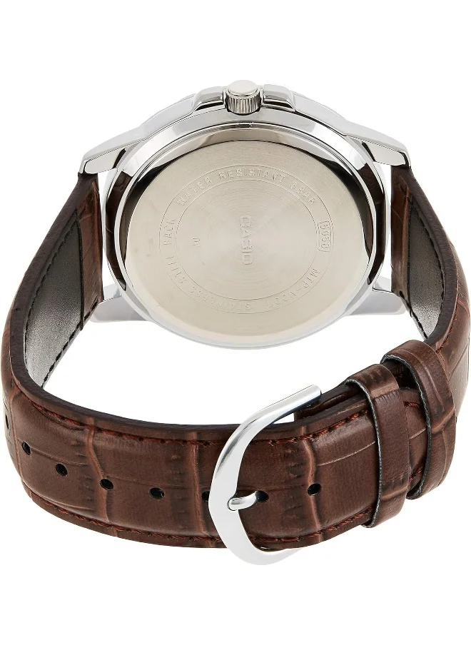 CASIO Men's Analog Display Watch With Brown Leather Strap - MTP-VD01L-1B