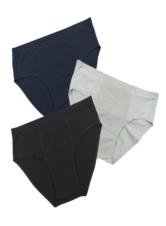 Pristine Life | Mens Cotton Leakproof Underwear | Absorbs 35ml Of Leaks | Wash & Reuse | Anti Bacterial, Hygienic & Leakproof | Comfy Cotton | Pack Of 3 | Navy Blue, White & Black | 4XL - Image 1