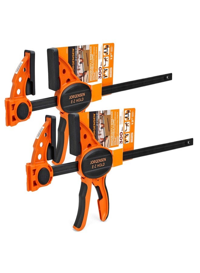 JORGENSEN 2-pack Ratchet Bar Clamps Set, Medium Duty, 12-inch One Hand Clamp, E-Z Hold Expandable Spreader - Image 1