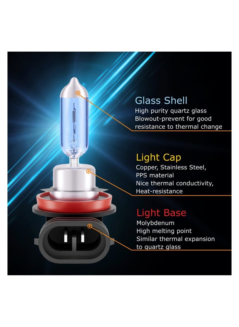 Y&D 4PCS H11 Halogen Bulb, Low Beam Headlight Fog Light Replacement High Brightness Bulb 150% Enhanced Illumination Durable Headlamp Night Driving Safety for Standard 711 55W  - Image 3