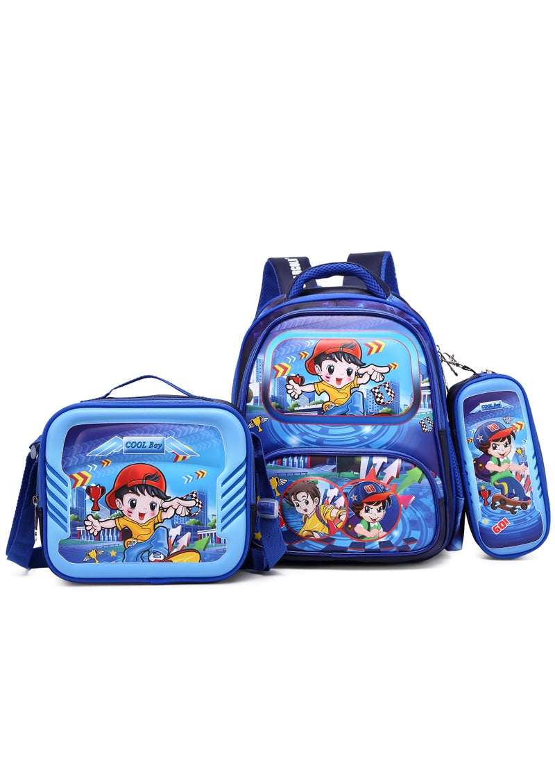 Stargold Baby Backpack 3Pcs Combo For Baby Boy With Adjustable Strap For School 14 Inch 