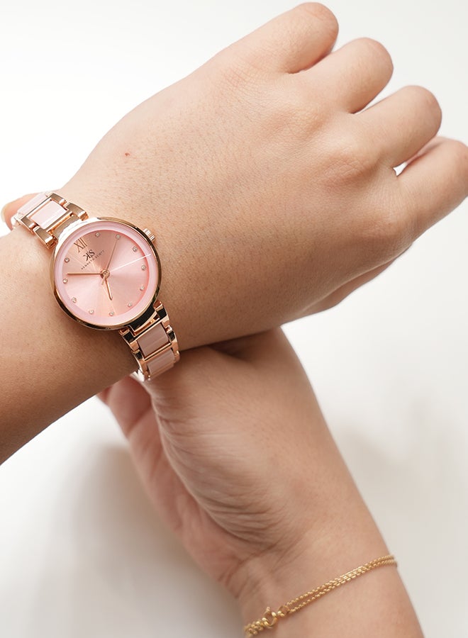 Kenneth Scott K22531-KCPK Women's Analog Display Watch & Alloy+Ceramic Strap Pink - Image 5