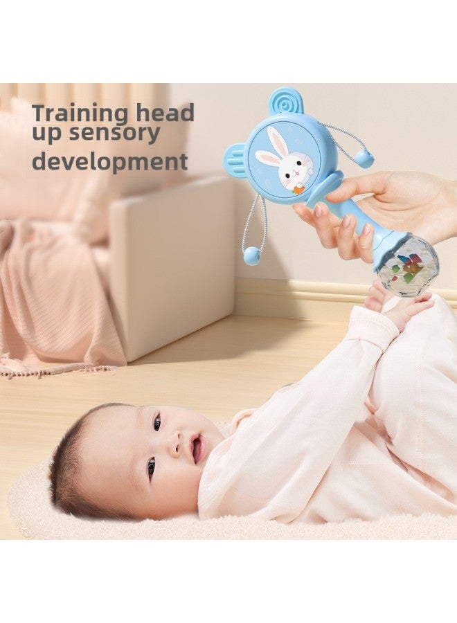 Rattle Baby Hand-cranking Educational Toys 0-3 Years Old June 6 Wave Drum Sand Hammer Teether Music Baby-Color:Blue Rattle (gift Box) - Image 3