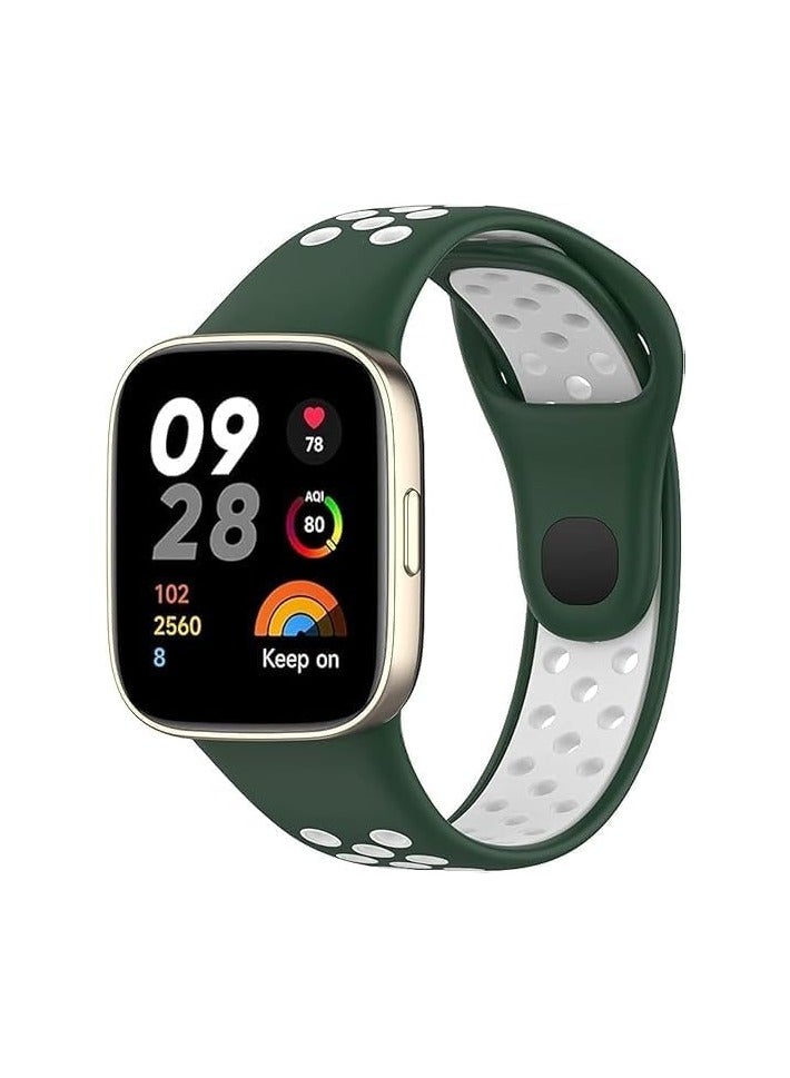 Strap Bracelet Compatible with Redmi Watch 3 Strap, Watch Straps, TWO Color Replacement Strap, Silicone Strap, Wriststrap Bracelet for Redmi Watch 3  (Green And White)