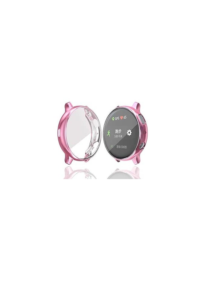 Elmo3ezz compatible with Samsung Galaxy Watch Active 2 44mm Screen Protector Case, Plated Soft TPU Case Full Coverage Screen Protective Cover Bumper Shell for Galaxy Active 2 44mm Smart Watch (Pink)  - Image 1