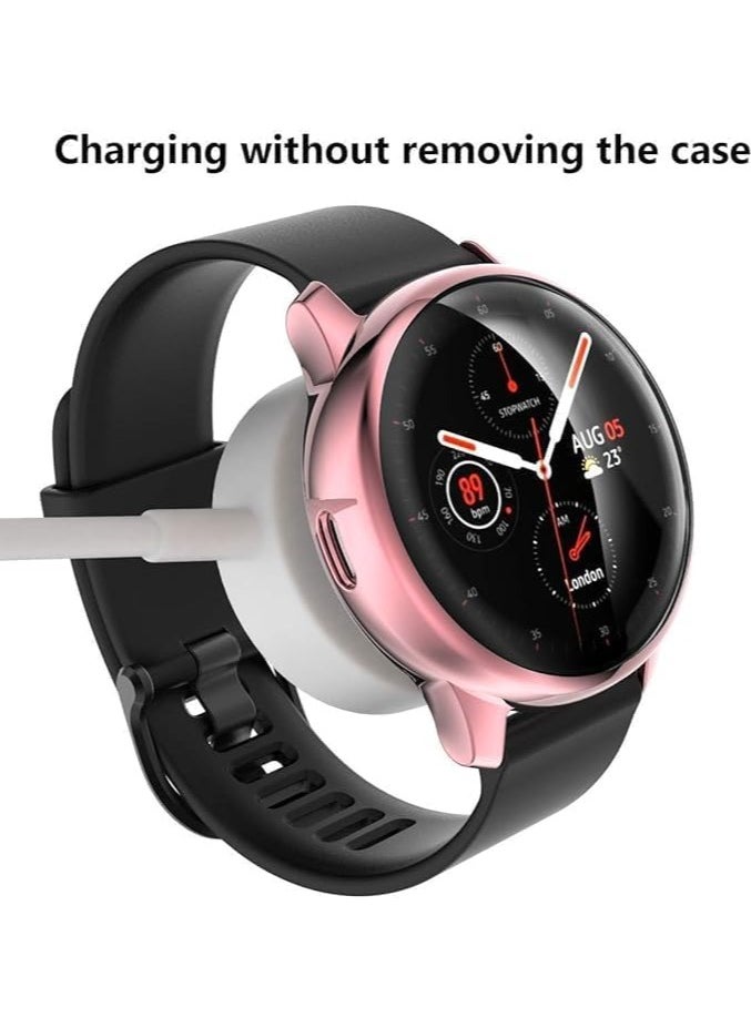 Elmo3ezz compatible with Samsung Galaxy Watch Active 2 44mm Screen Protector Case, Plated Soft TPU Case Full Coverage Screen Protective Cover Bumper Shell for Galaxy Active 2 44mm Smart Watch (Pink)  - Image 2