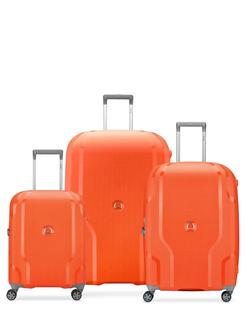 DELSEY Clavel Hardcase Expendable Double Wheel trolley suitcase 3pcs set (L+M+S) 55/70/83cm Tangerine Orange