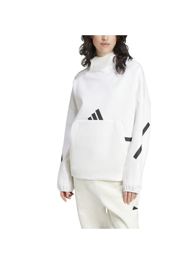 Adidas Adidas W Z.N.E. Oh Hd White Hooded Sweat Sweatshirts For Women - Image 3