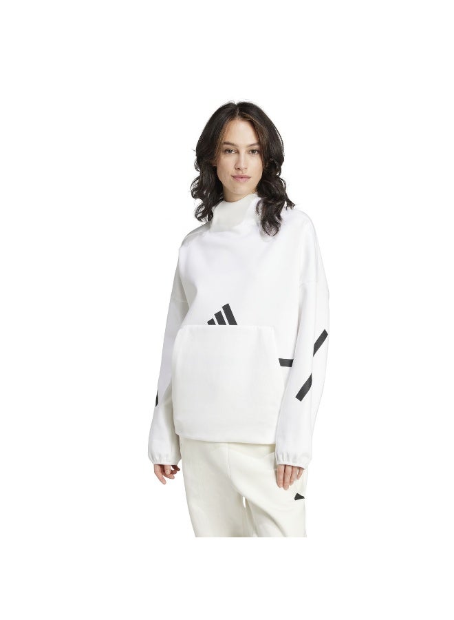 Adidas Adidas W Z.N.E. Oh Hd White Hooded Sweat Sweatshirts For Women - Image 2