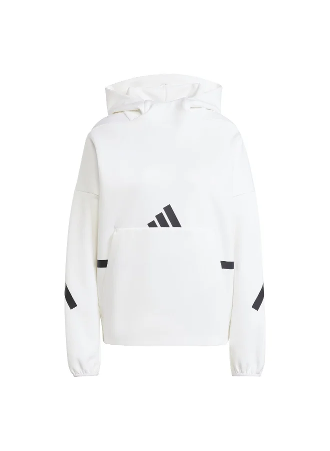 adidas Adidas W Z.N.E. Oh Hd White Hooded Sweat Sweatshirts For Women