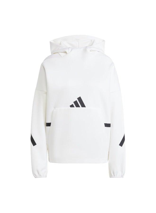 Adidas Adidas W Z.N.E. Oh Hd White Hooded Sweat Sweatshirts For Women - Image 1