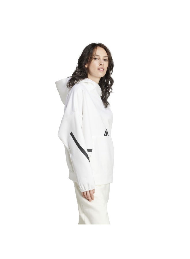 Adidas Adidas W Z.N.E. Oh Hd White Hooded Sweat Sweatshirts For Women - Image 5