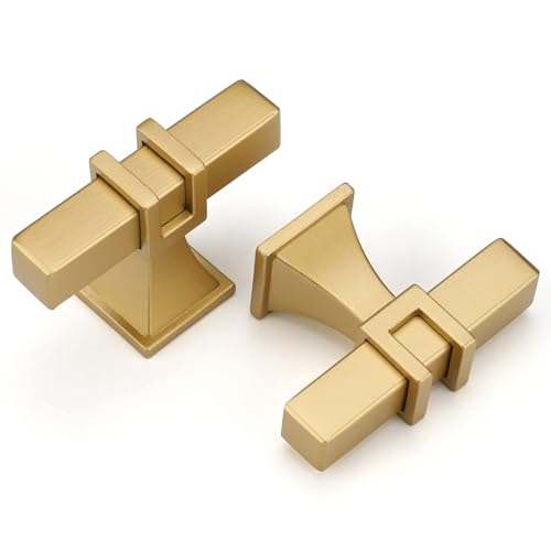 LONTAN 12 Pack Gold Cabinet Knobs Square Zinc-Alloy Gold Dresser Drawer Konb for Kitchen Bathroom - Image 1