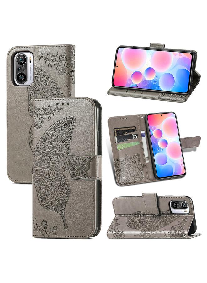 The Bros Case For Xiaomi Redmi Note10 5G Butterfly Love Flowers Embossed Horizontal Flip Leather Case with Holder & Card Slots & Wallet & Lanyard