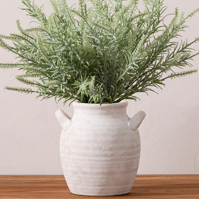 Vanselia Ceramic Flower Vase Home Decor - Farmhouse Table Vases with Handle Living Room Decoration Vintage Decorative Aesthetic for Shelf Coffee Dining Desk House Bookshelf Fireplace (7.1" Rustic) - Image 1