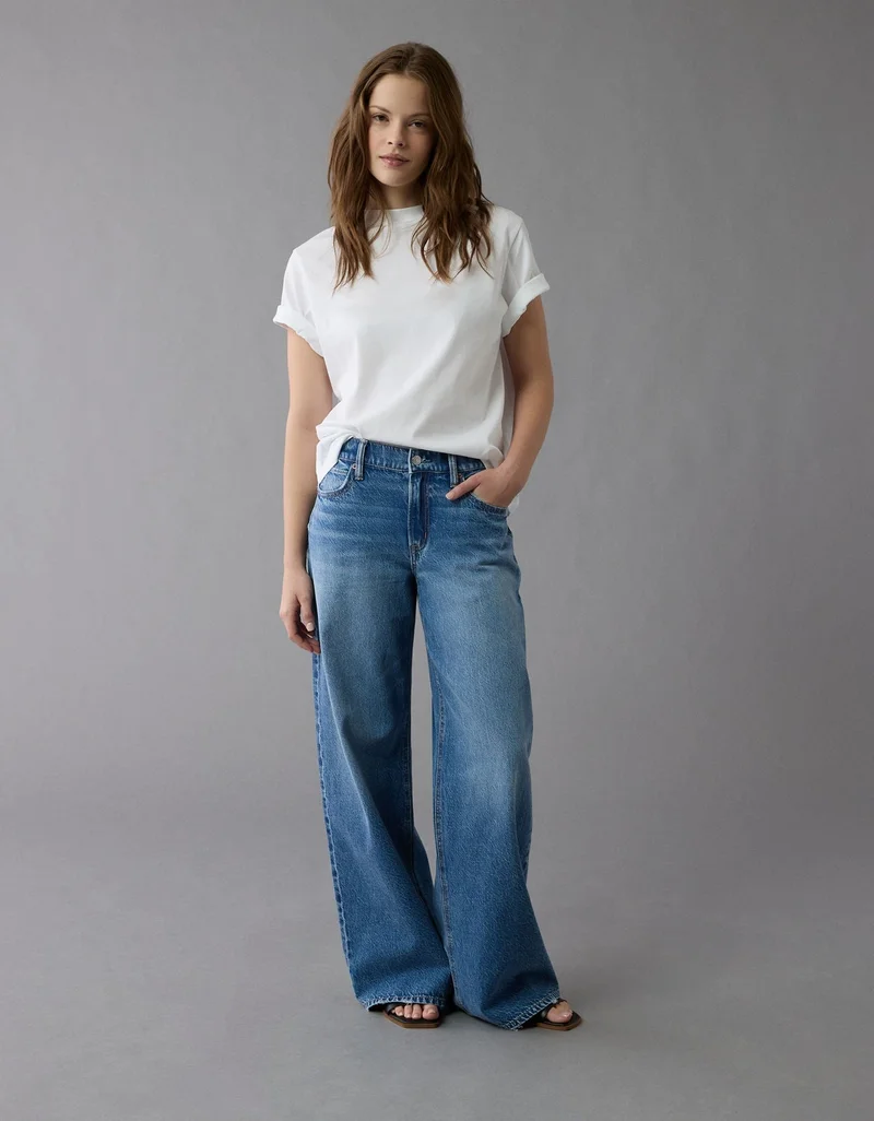 American Eagle  AE Strigid Low-Rise Ultra Wide-Leg Jean for Women | Best Price UAE