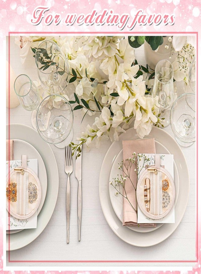 Uiifan مجموعة حقائب مجوهرات السفر من Uiifan، 24 قطعة، حقيبة مجوهرات بسحاب، صغيرة الحجم (3.74 بوصة)، مصنوعة من الفلانيل، حقيبة جيب محمولة للأقراط، جيوب دائرية لحفظ الأساور والقلائد كهدية للنساء، متوفرة باللونين البيج والشفاف. - Image 5