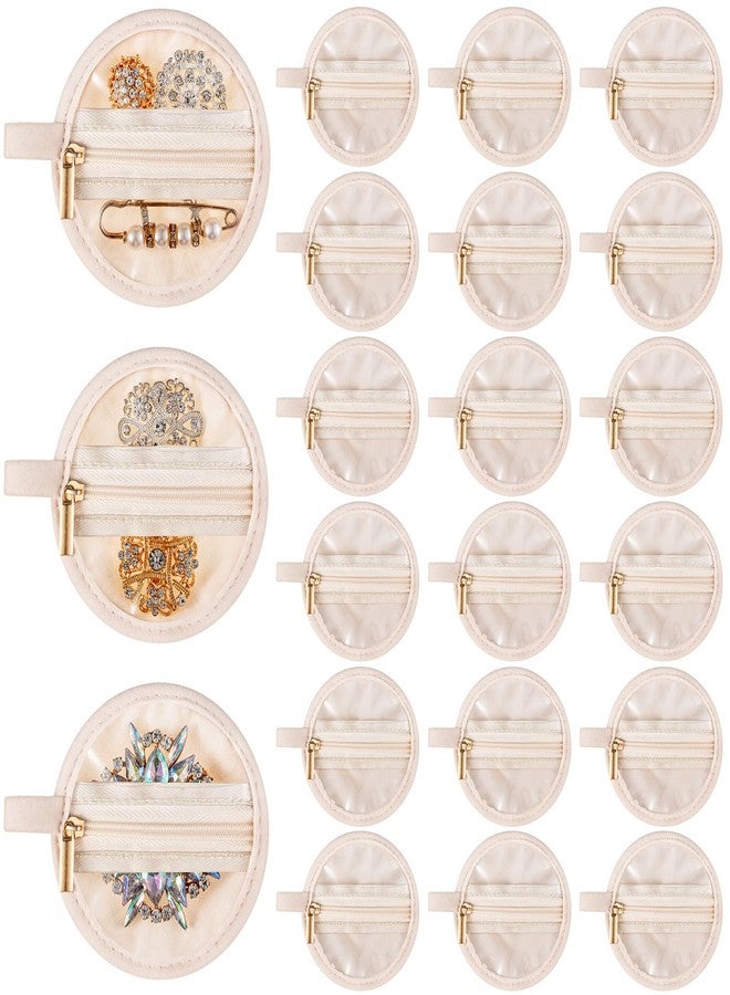Uiifan مجموعة حقائب مجوهرات السفر من Uiifan، 24 قطعة، حقيبة مجوهرات بسحاب، صغيرة الحجم (3.74 بوصة)، مصنوعة من الفلانيل، حقيبة جيب محمولة للأقراط، جيوب دائرية لحفظ الأساور والقلائد كهدية للنساء، متوفرة باللونين البيج والشفاف. - Image 1