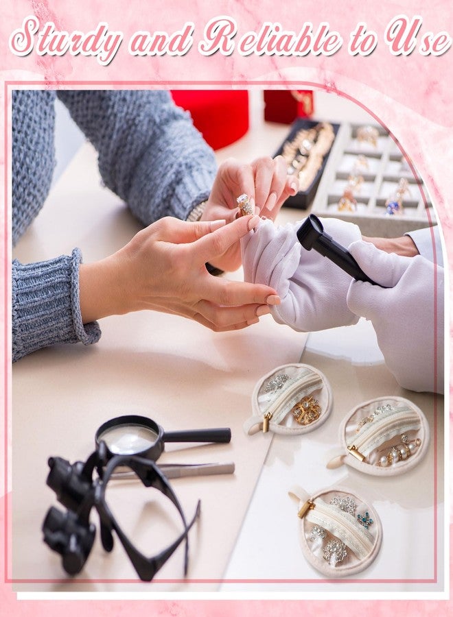 Uiifan مجموعة حقائب مجوهرات السفر من Uiifan، 24 قطعة، حقيبة مجوهرات بسحاب، صغيرة الحجم (3.74 بوصة)، مصنوعة من الفلانيل، حقيبة جيب محمولة للأقراط، جيوب دائرية لحفظ الأساور والقلائد كهدية للنساء، متوفرة باللونين البيج والشفاف. - Image 4