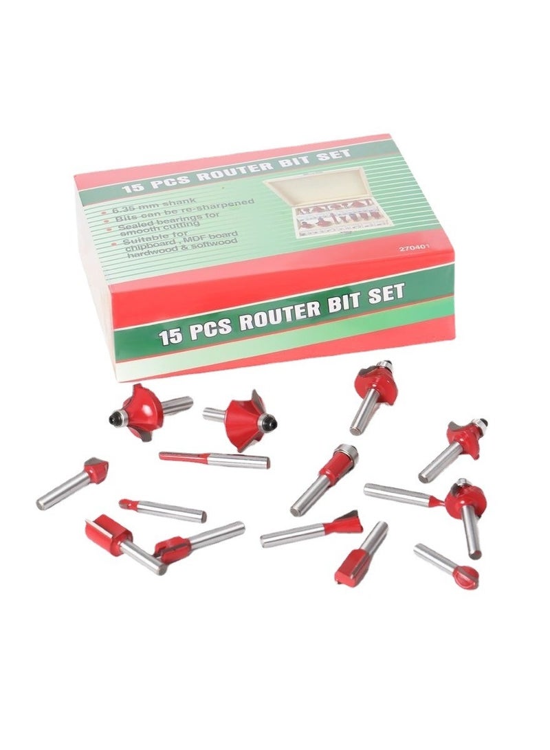 Goolsky مجموعة بتات الراوتر 1/4 بوصة، 15 قطعة بت من كربيد التنجستن لأدوات النجارة الاحترافية للنجارين والمبتدئين - Image 5