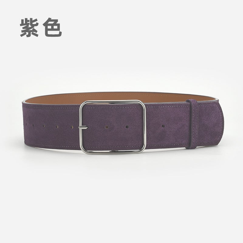 Vintage Waist Seal Womens Pin Buckle Suede Leather Belt 61962-Purple