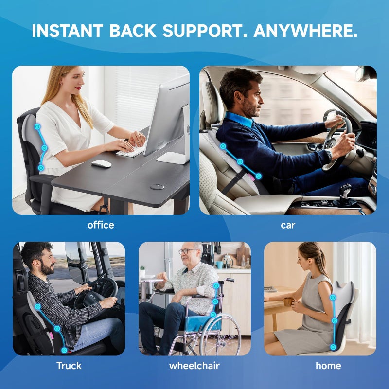 Niceeday Lumbar Support Pillow for Office Chair Car, Gaming Chair Lower Back Pain Relief Memory Foam Cushion with 3D Soft Cover Enhance Your Driving Comfort Ergonomic Orthopedic Car Back Rest,Stocking Stuffers - Image 3