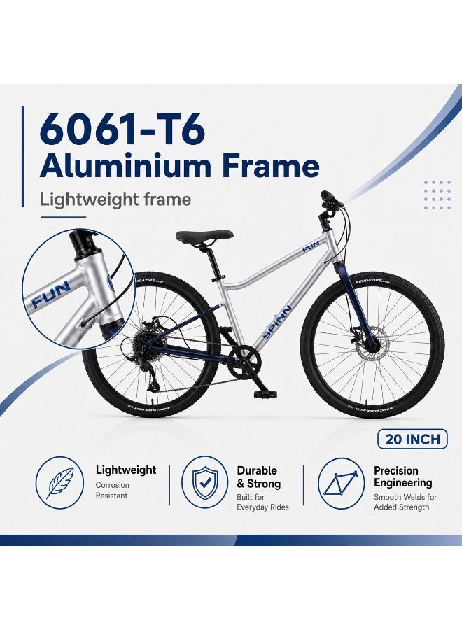 SPINN Fun 8D 20-Inch  Kids & Teens | 20-Inch Wheel Size | Adjustable Seat | 8-Speed Disc Brake | Storm Blue - Image 3