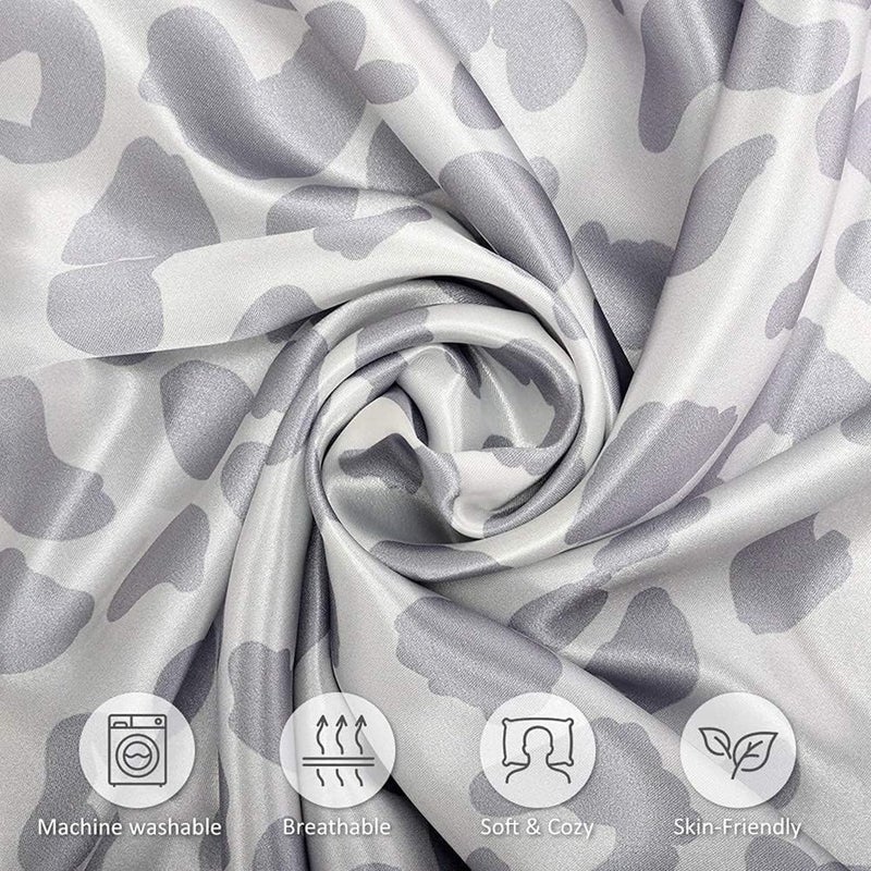URLINENS غطاء وسادة من الساتان للشعر والبشرة، مشابه لأغطية الوسائد الحريرية مقاس كوين عبوة من 2 مع إغلاق مغلف، هدية للفتيات والنساء (20×30 بوصة، نمط النمر الفضي) - Image 5