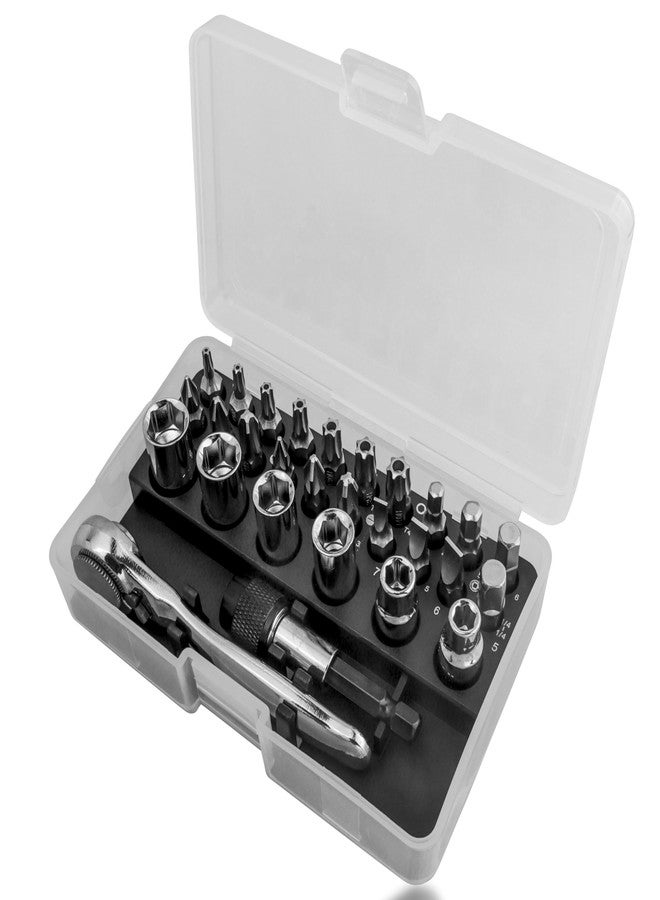 ياكاموز مجموعة مفكات براغي صغيرة 28 في 1 من ياكاموز، مفتاح براغي صغير بزاوية قائمة مع مقابس محرك 1/4 بوصة وبتات فيليبس سداسية مشقوقة من توركس، مجموعة أدوات إصلاح متعددة الوظائف للمساحات الضيقة - Image 3