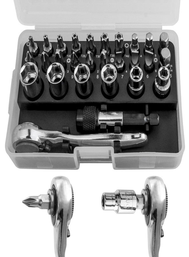 ياكاموز مجموعة مفكات براغي صغيرة 28 في 1 من ياكاموز، مفتاح براغي صغير بزاوية قائمة مع مقابس محرك 1/4 بوصة وبتات فيليبس سداسية مشقوقة من توركس، مجموعة أدوات إصلاح متعددة الوظائف للمساحات الضيقة - Image 1
