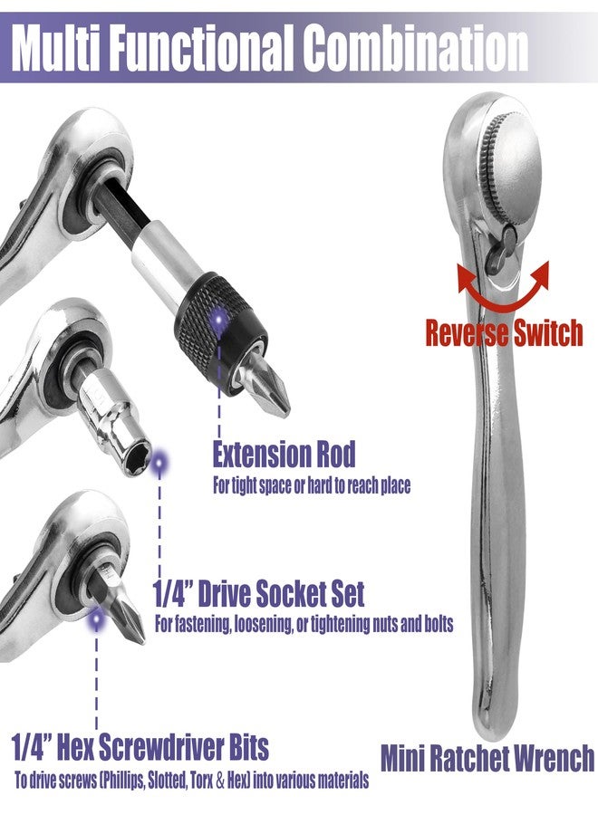 ياكاموز مجموعة مفكات براغي صغيرة 28 في 1 من ياكاموز، مفتاح براغي صغير بزاوية قائمة مع مقابس محرك 1/4 بوصة وبتات فيليبس سداسية مشقوقة من توركس، مجموعة أدوات إصلاح متعددة الوظائف للمساحات الضيقة - Image 4