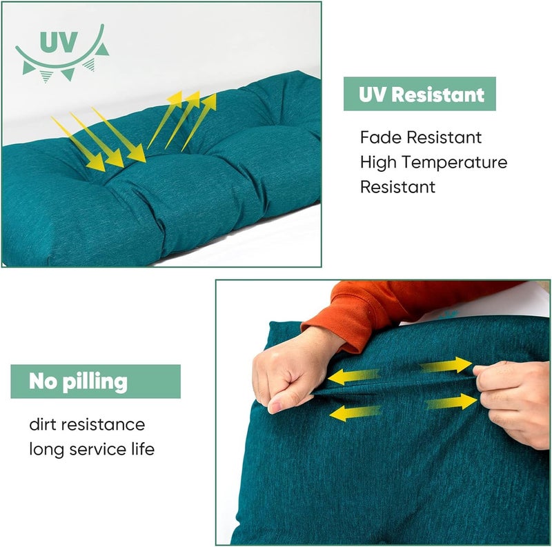 milliard Premium Cotton Bench Cushion – Plush, Lightweight Chair Pad for Indoor/Outdoor, Home Office, and Garden Bench Decor – Versatile, Jute Fabric (36x18x4 inches, Sky Blue) - Image 3