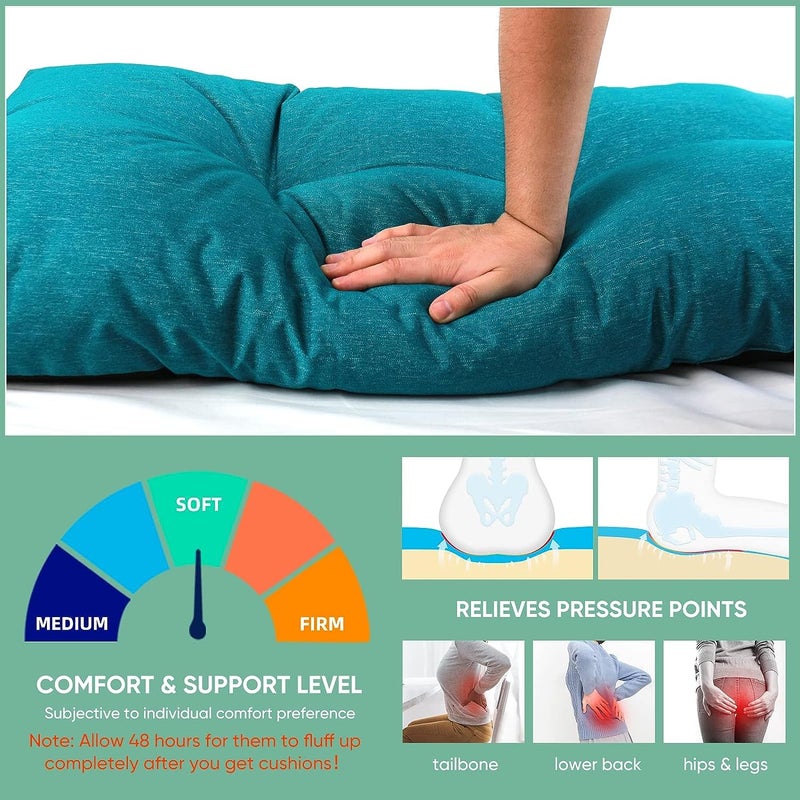 milliard Premium Cotton Bench Cushion – Plush, Lightweight Chair Pad for Indoor/Outdoor, Home Office, and Garden Bench Decor – Versatile, Jute Fabric (36x18x4 inches, Sky Blue) - Image 2