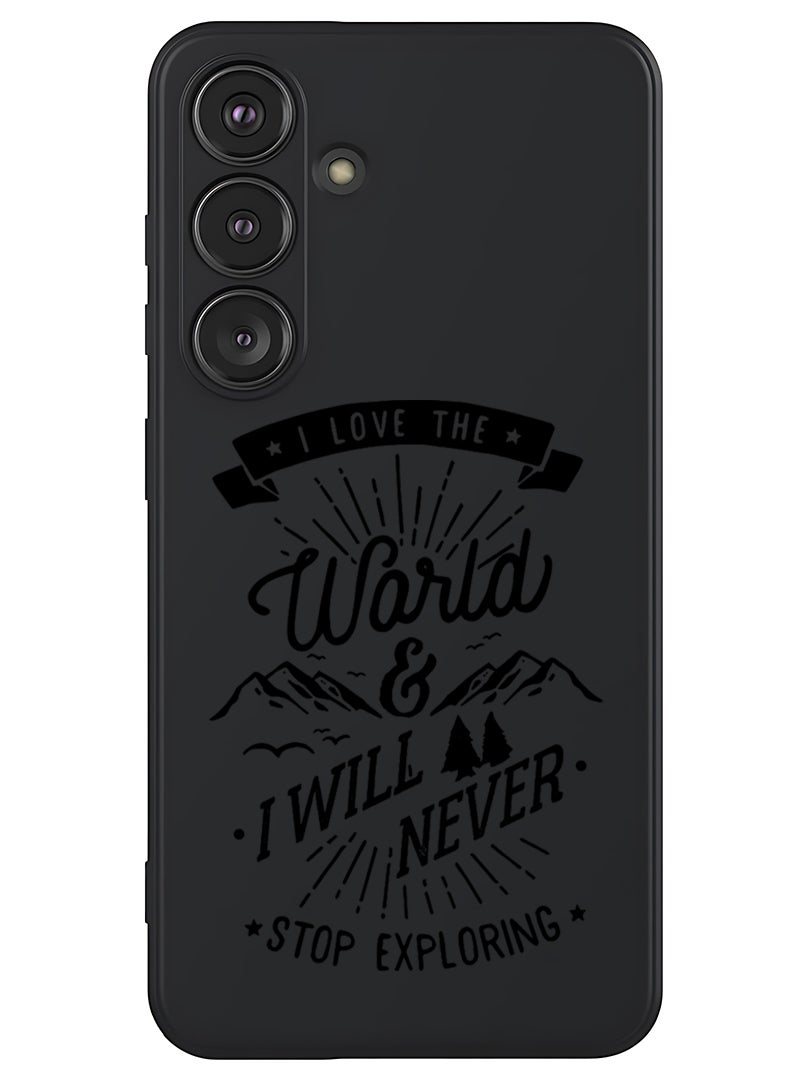 Theodor Protective Slim Fit Case Liquid Silicone Cover with Full Body Protection Anti-Scratch Shockproof Case For Samsung Galaxy S25 (Black) - I love the world - Image 1