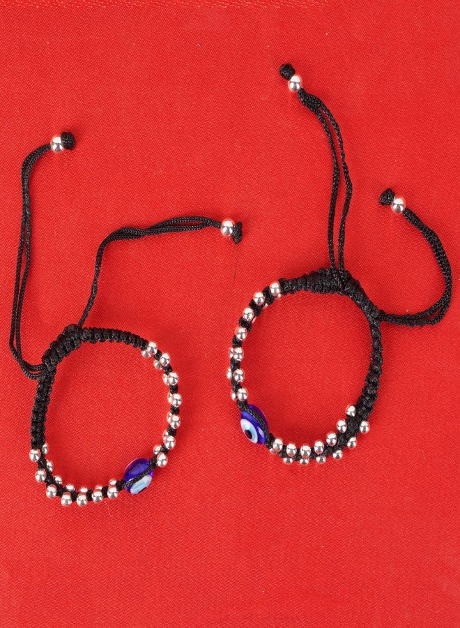 DHRUVS COLLECTION Elegantly Designed 925 Pure Silver Hallmarked Pair Of Baby Nazariya Bracelets With Black and Silver Crystal Beads With 28 Silver Balls For Baby Girls & Baby Boys - Image 5
