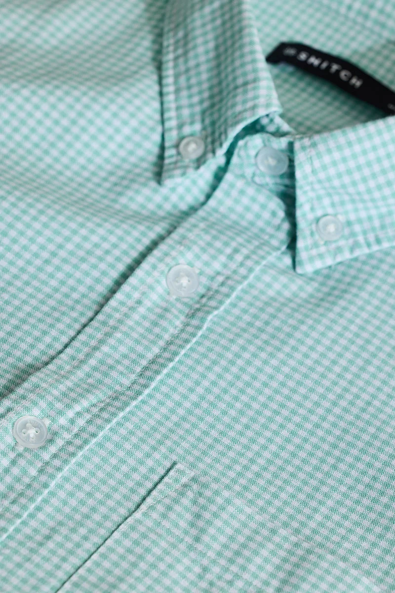 SNITCH Mint Green Checks Slim Fit Shirt
