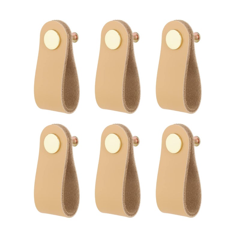 Leather Drawer Pulls for Dresser 6 Pack Leather Dresser Knobs Soft Drawer Pulls Cabinet Handles Knobs Perfect Replacement of Metal Drawer Handles Khaki SAUPull
