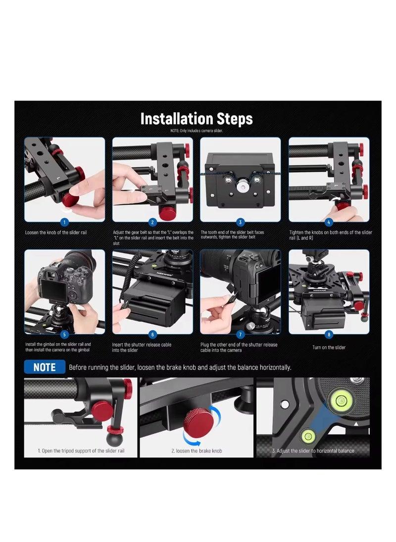 Generic - Neewer Motorized Camera Slider ER1-120cm with Remote Controller Carbon Fiber Track Rail with Mute Motor/Time Lapse Video Shooting - Image 1