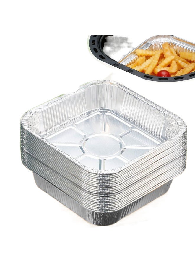 Air Fryer Special Tin Paper Tray Square Baking Tray Tin Paper Box Baking Tin Paper Oven Household Aluminum Foil Paper Tin Paper Bowl-Specifications:30 Pieces  Thickened And Deepened-Capacity:7inch Square Plate  - Image 5