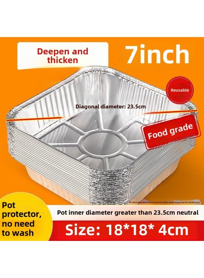 Air Fryer Special Tin Paper Tray Square Baking Tray Tin Paper Box Baking Tin Paper Oven Household Aluminum Foil Paper Tin Paper Bowl-Specifications:30 Pieces  Thickened And Deepened-Capacity:7inch Square Plate  - Image 2