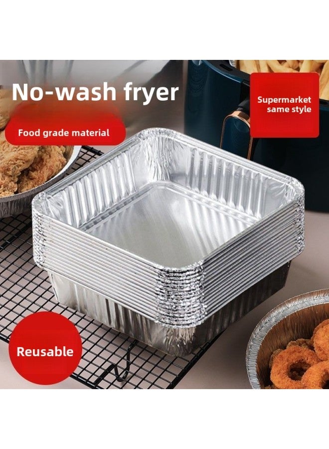 Air Fryer Special Tin Paper Tray Square Baking Tray Tin Paper Box Baking Tin Paper Oven Household Aluminum Foil Paper Tin Paper Bowl-Specifications:30 Pieces  Thickened And Deepened-Capacity:7inch Square Plate  - Image 4
