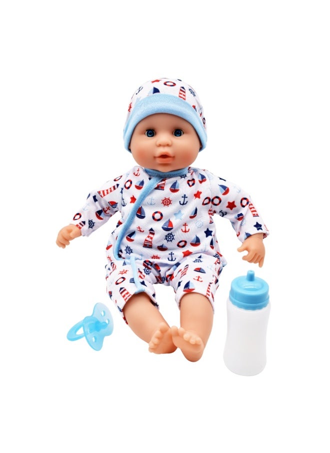 dolls world Baby Joy 15 inch Baby Doll With Sleeping Eyes Bottle & Dummy from Peterkin gift for kids of Age above 18 months  - Image 5