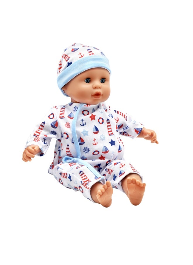 dolls world Baby Joy 15 inch Baby Doll With Sleeping Eyes Bottle & Dummy from Peterkin gift for kids of Age above 18 months  - Image 4