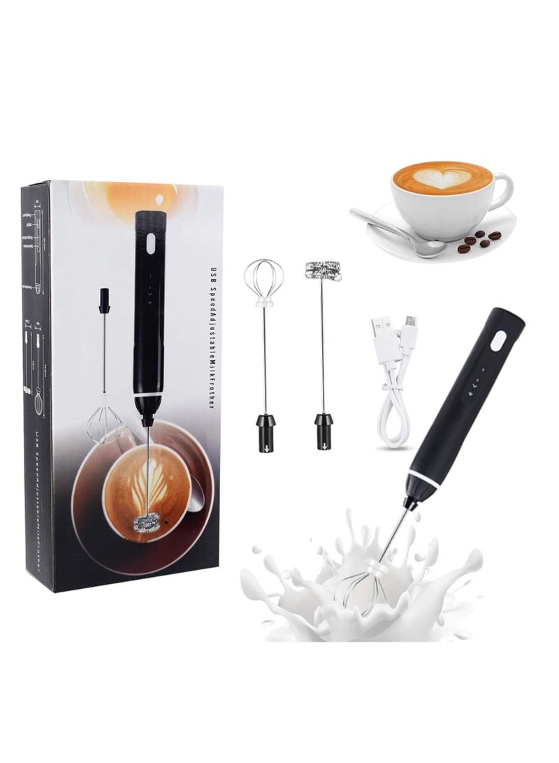 Rechargeable Milk Frother 3 Speeds Handheld Foam Maker With Stainless Whisk For Coffee, Latte, Cappuccino, Chocolate, Milk Tea, Coconut Milk  - Image 1