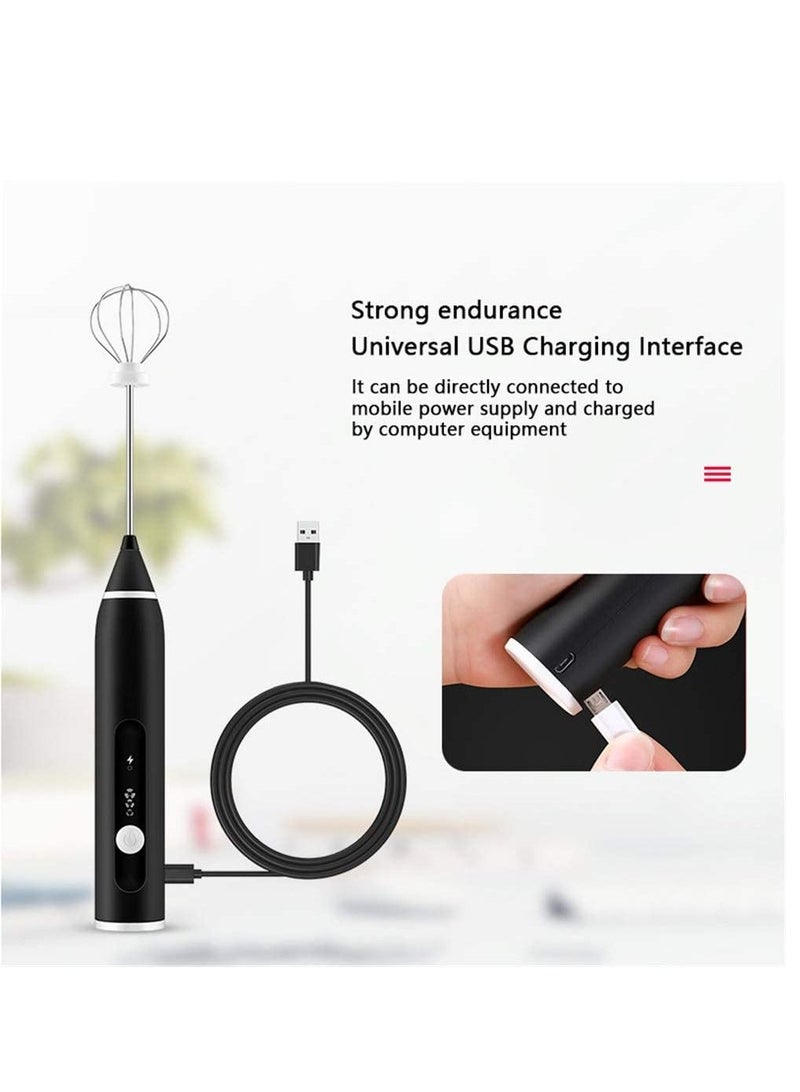 Rechargeable Milk Frother 3 Speeds Handheld Foam Maker With Stainless Whisk For Coffee, Latte, Cappuccino, Chocolate, Milk Tea, Coconut Milk  - Image 3