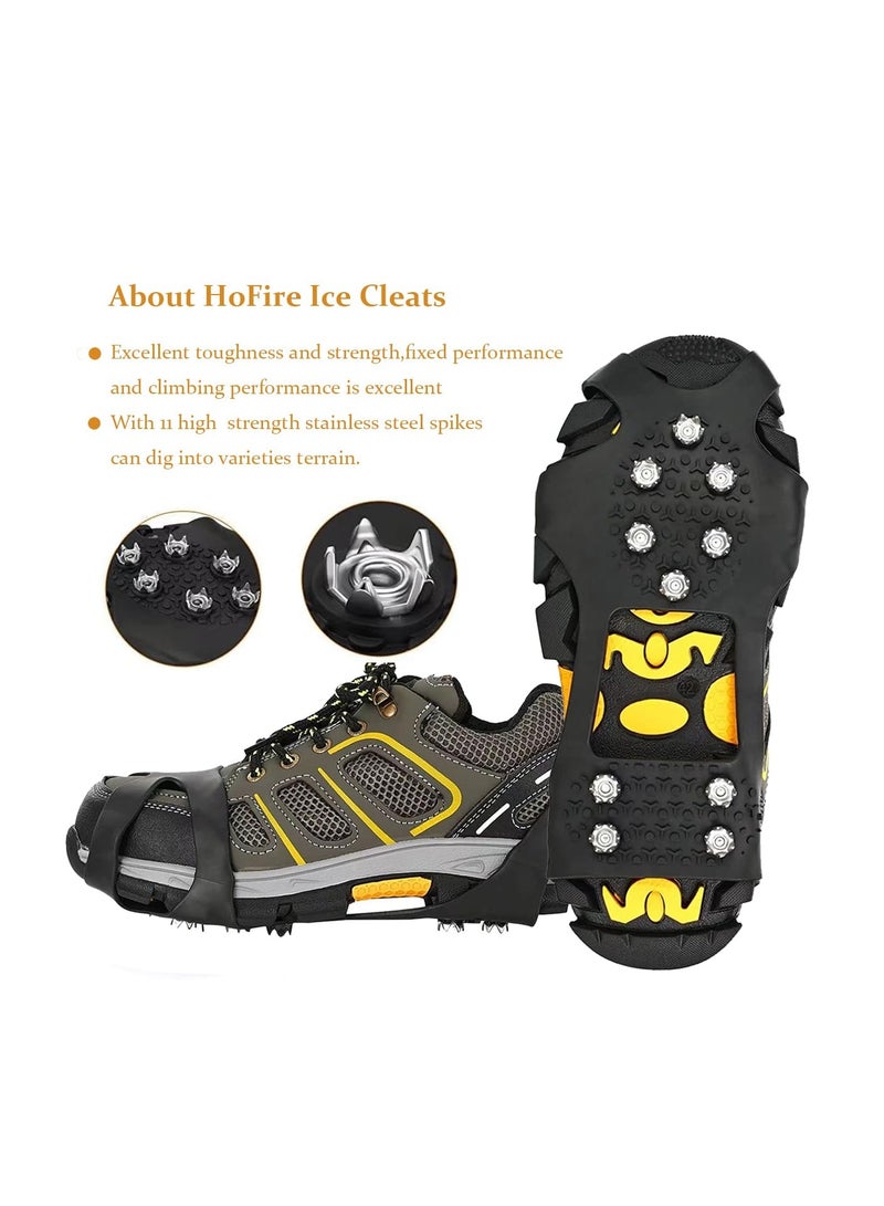 SYOSI Ice Cleats for Shoes and Boots, Ice Snow Traction Cleats Grippers, Non Slip Shoe Ice Grippers,10 Steel Rubber Spikes Crampons Anti Easy Slip Studs Crampons Slip-On Stretch Footwear, Winter Sports(L)  - Image 2